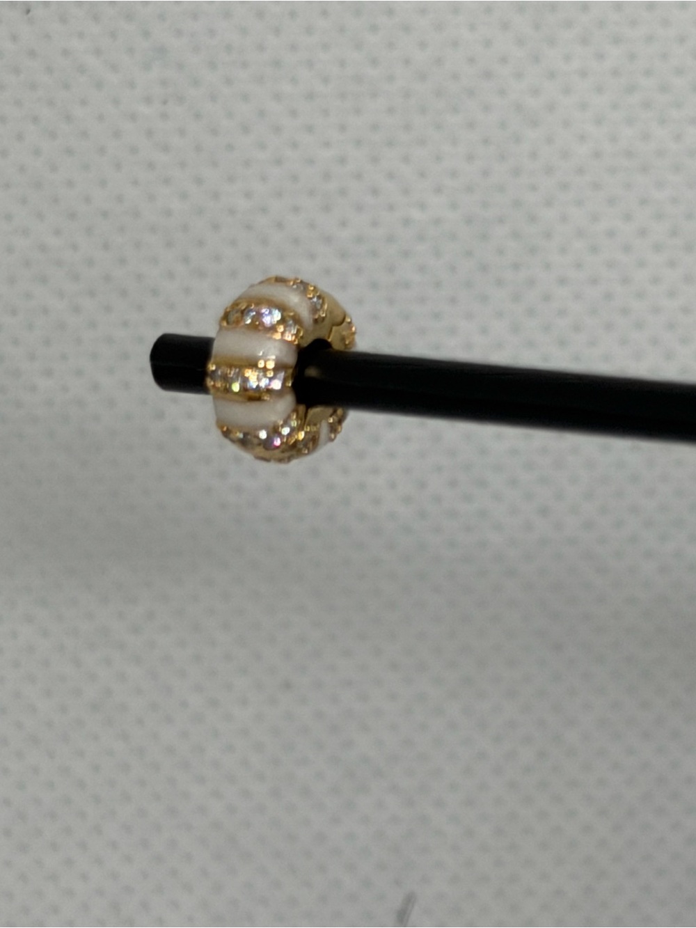 Pandora White Enamel and Gold-Tone CZ Charm 763785C01 - Picture 2 of 4